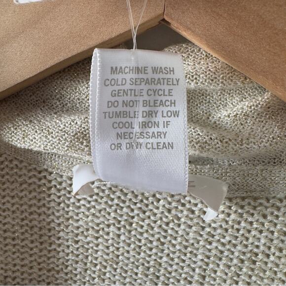 Cache metallic 3/4 sleeve open front cardigan knit sparkly fall winter autumn M - Picture 11 of 12